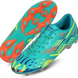 Vector X Python Football Shoe/Studs,Synthtic Leather Upper| Double Colored TPU Sole| Padded Footbed (Sea Green-Orange) Size-10-picture-22