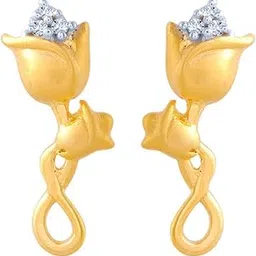 p.c. chandra jewellers 14k (585) Yellow Gold and American Diamond Stud Earrings for Women-picture-15