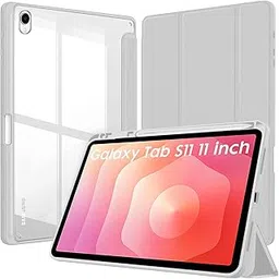 Robustrion Cover Case for Samsung Galaxy Tab S11 11" Cover with [S-Pen Holder], Hybrid Flip Cover Case for Samsung S11 Tablet 11 inch with Transparent Back [Auto Sleep Wake] - Grey-image-76