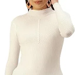 CRAMPLE®Women Knit-Rib Stretchable Winter High Neck Full Sleeves Pull Over Top (One Size Bust 28-34 Inch)-picture-45