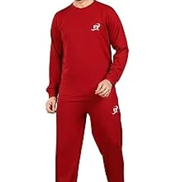 FICON Men's Cotton Tracksuit, Red Long Sleeve Sweatshirt and Jogger Pants Set, Casual Athletic Wear (IN, Alpha, S, Regular, RED) image 1
