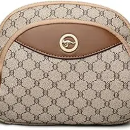 diva dale Monogram Print Satchel Handbag, Faux Leather, 2 Compartments, Adjustable Strap, Brown-picture-38