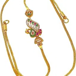 ahr fashion one gram gold plated peacock mugappu mangalsutra for women-picture-24