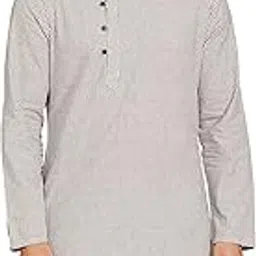 amazon brand - symbol Men Cotton Solid Long Kurta (Regular Fit)-picture-25