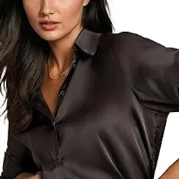 elvora Women's Solid Casual Satin Shirt-picture-33