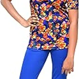 Goodluck Swimming Costume for Girls and Womens, Swimwear Lycra T-Shirt with Short Pant (Blue, 44)-picture-23