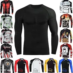 roar-int Roar BJJ Rash Guards MMA Grappling Jiu Jitsu Training No Gi Fight Wear Shirt UFC (Black Full Sleeve, Medium)-picture-22