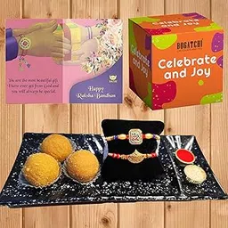BOGATCHI rakhi for brother with sweets, rakhi for brother combo with sweets, rakhi with sweet combo, sweets for rakhi, rakhi sweets -Besan Ladoo + Rakhi Set of 2 +Roli Chawal+ Rakhi Card |RKH21d-88-picture-34