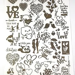 Ditya Crafts Golden EP Metallic Sticker Sheet for Resin A/4 Size Art Sticker for Resin Art, Metal Sticker Herat and Love Design Sticker-image-61