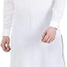 Men's Self Textured White Cotton Blend Modi Kurta-image-8