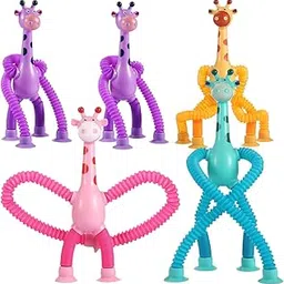 Wembley Telescopic Suction Toy for Kids| Fidget Toy for Kids| Set of Flexible Giraffes| Compact Travel Toys for 2 Years| Non-Toxic Baby Toys with LED Lights| with Suction Cups (5 Pcs, Assorted)-picture-18