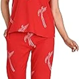 kurtari Women's Cotton Bird Printed Night Suit Top and Pyjama Set-picture-48