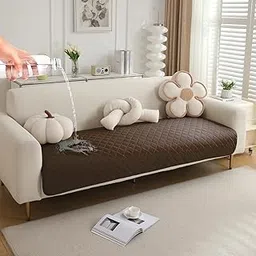 HOKIPO 3 Seater Waterproof + Anti-Slip + Quick Dry Sofa Seat Mat, Brown (AR-5277-BR*1)-picture-18