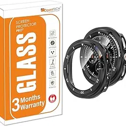 OpenTech® Hard Matte Silicone Protection Front Case Cover with Attached Screen Protector Compatible for Samsung Galaxy Watch Series 8 Classic (46mm) Full Coverage (Black)-image-89