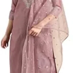 Womens Cotton Blend Kurta Pant Dupatta Set with Rich Look Pink, Large-picture-23