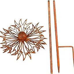 Bnf® Metal Cornflower Garden Stake Rusty Art Metal Flower for Patio Pot Courtyard|Statues & Lawn Ornaments|Home & Garden-image-7