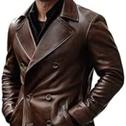 Prime Mantle Chic Tailored Fit Lambskin Leather Coat for Men | Men's Leather Coats, Dark Brown Lambskin Coats, Regular Fit, Two Pockets-image-90