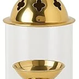 Premium Brass Pooja Items for Home Temple – Traditional Puja Accessories & Decor Collection for Daily Worship and Festive Rituals (Akhand Diya with Glass Cover)-image-25