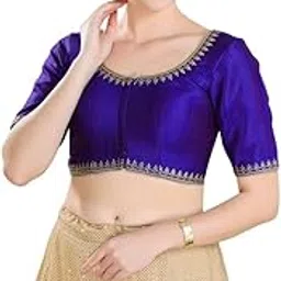 vamas Women's Silk Padded Self Design Half Sleeve Readymade Saree Blouse (KP-272.ELB)-picture-44