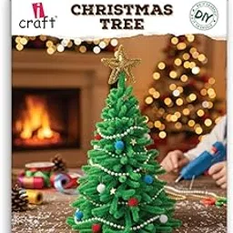 iCraft DIY Pipe Cleaner Christmas Tree Kit - 8 Inch, Make Your Own Festive Holiday Decor, Complete Craft Set for Kids (Ages 9+) and Adults-image-46