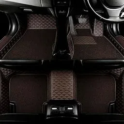 Premium 7D Car Floor Mat Full Set for MG Hector Plus 7 Seater | Luxury Leather with Detachable Curly/Grass Car Foot Mat with Heal Pad | 100% Waterproof & Anti-Skid (Coffee Coffee)-image-4