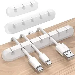 Cable Management Clips Set, Gray Silicone Wire Organizer Holders, Self-Adhesive Cord Clips for USB, Charger, Data Cables, Desktop Cable Management Solution for Home Office (White Colour)-picture-35