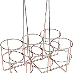 BNF® Sports Water Bottle Carrier Basket 6 Bottle Holder | Portable Stainless Steel Durable Hydration Organizer for Gym, Outdoor, Cycling | Rosegold 33x25.5x17cm-image-24