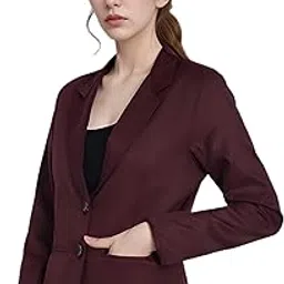 rocksy Formal Blazer Coat for Women, Premium Satin Regular Fit Jacket with Pockets-picture-28
