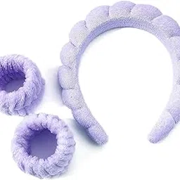 ez living 3pcs pink color headband for women and girls Spa headband Facial headband Spa hair band Skincare headband Spa head wrap Terry cloth headband-picture-23
