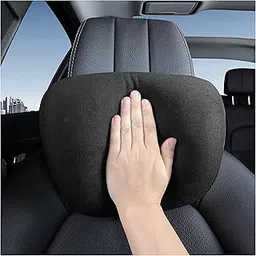 POKSRI 1P Car Neck Pillow for headrests, Suede Support Head Pillows for Driving,Polyester,11.8x7.5inch Drive Vehicle Cushion Seats(Black Color)-picture-55