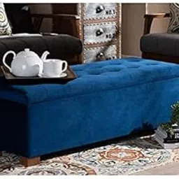 ADITY DECORE Glynda 2 Seater Tufted Upholstered Flip Top Sofa Storage Bench Ottoman with Storage Settee Blue Velvet-image-52