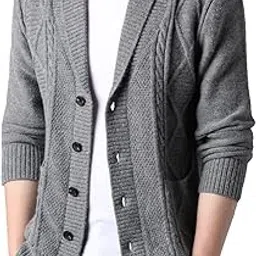 foveitaa Men's Cardigan, Large Size, Solid Color, Button Cardigan, Loose Sweater, Warm, Knit, Casual, Outerwear, Knit, Jacket, Coat, Long Sleeve, Autumn and Winter Clothes-picture-54