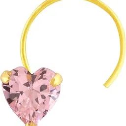 by GEHLOT String Heart Shape Diamond | Pure Gold | Taar Nose Pins Studs For Women And Girl-image-12