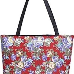 nfi essentials Tote Bag for Women with Zip, Stylish Polyester Canvas Blend Handbag, Best for Shopping, Travel, Work, Beach, Office, College (Red & Black)-picture-22