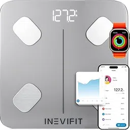 INEVIFIT Smart Body Fat Scale, Highly Accurate Bluetooth Digital Bathroom Body Composition Analyzer, Measures Weight, Body Fat, Visceral Fat & Bone Mass (Eco-SIL)-image-48