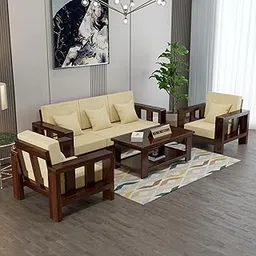 Sheesham Wood 5 Seater Sofa Set for Living Room Furniture Wooden Sofa Set 5 Seater for Home & Office 3+1+1 Seater Sofa with Cushions | 5 Seater Wooden Sofa (Walnut Finish)-picture-21