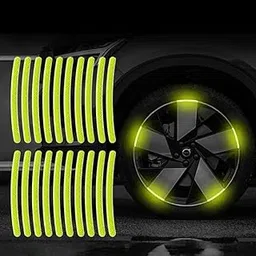 TEZURTH Anti-Collision Glow in The Dark Wheel Rim Stickers Night Reflective Tape Warning Sticker for Decoration Universal for All Cars Bikes Motorcycles Bicycle Trucks and etc (20pc-Multicolor)-image-5