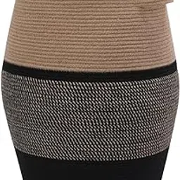 Catract Storage Basket With Lid, Cotton Rope Storage Baskets, Woven Laundry Hamper With Cover, Cloth Storage Bin, For Clothes Towels In Living Room (15 Inch X 20 Inch, Multi-3)-image-6