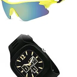 Sports Sunglasses, U V Protected Sports Sunglasses For Boys & Men With Free Analog & Digital Watch-picture-42