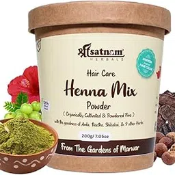 Shree Satnam Herbals Hair-care Henna Mix Powder | Enriched with Amla, Reetha, Shikakai & 9 other herbs | For both MEN & WOMEN | Hair Colour, Growth & Conditioning - 200gm (Pack of 1)-image-84