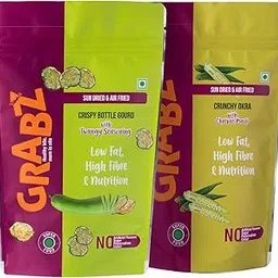Grabz Crispy Combo Vegetable Chips and Snacks Air Fried Crunchy Bottle Gourd & Chatpat Okra Veggie Chips NO Trans Fat Healthy Diet Snacks NO Artificial Additives (2 Packs x 30Grms Each)-picture-27