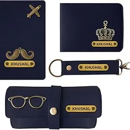 mekhush Personalized Men’s Gift Combo with Leather Wallet, Passport Cover, Sunglasses Case and Keychain; Giftset for Valentines, Birthdays & Wedding Anniversary(Blue)-picture-53