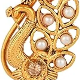 i jewels Gold Plated Traditional Non Piercing Maharashtrian Pearl Nath For Women-picture-49