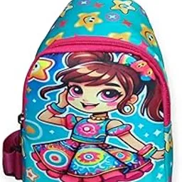 nice wala Kids Crossbody Sling Bag, Cartoon Star Pattern, Turquoise and Pink, Small Size-picture-33
