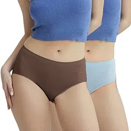 b'there B’There Modern Natural Balance Women’s Seamless Briefs | Premium Cotton | High Waist, Full Coverage No Show Panties | Soft, Breathable & Lightweight Underwear for Daily Use_Pack of 2-picture-49
