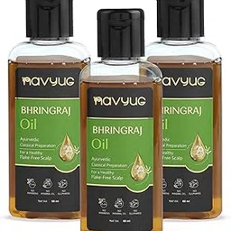 Navyug Bhringraj Hair Oil 60ml | Ayurvedic Classical Hair Oil for Scalp Nourishment & Healthy Hair | No Parabens, Sulphates, or Mineral Oil (Pack of 3)-picture-49