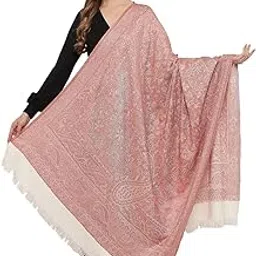 pashtush Women's Jamawar Reversible Shawl, Ivory-picture-25