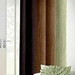 Polyester Home Furnishing Attractive Eyelet Rings Modern 3D Patta Curtain (Coffee, 7 Feet) - Set of 1, Lightweight-image-11