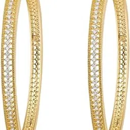 zavya 925 Sterling Silver Golden Gleam One-Line CZ Gold Plated Bangle (Pair) | Gift for Women and Girls | With Certificate of Authenticity & 925 Hallmark-picture-11