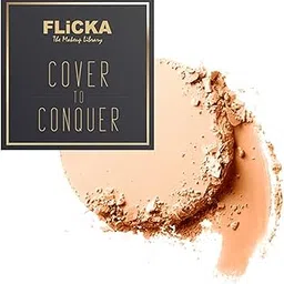 FLiCKA Cover To Conquer Compact Powder For Velvet Matte Finish, Long-Lasting, Smooth Finish| Absorbs Oil, Waterproof Formula, Prevents Creasing| 02 Beige, 9g-picture-38